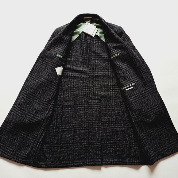 NEW Pal Zileri Wool Plaid Dark Grey Coat Jacket Size 48/S - Picture 10 of 16